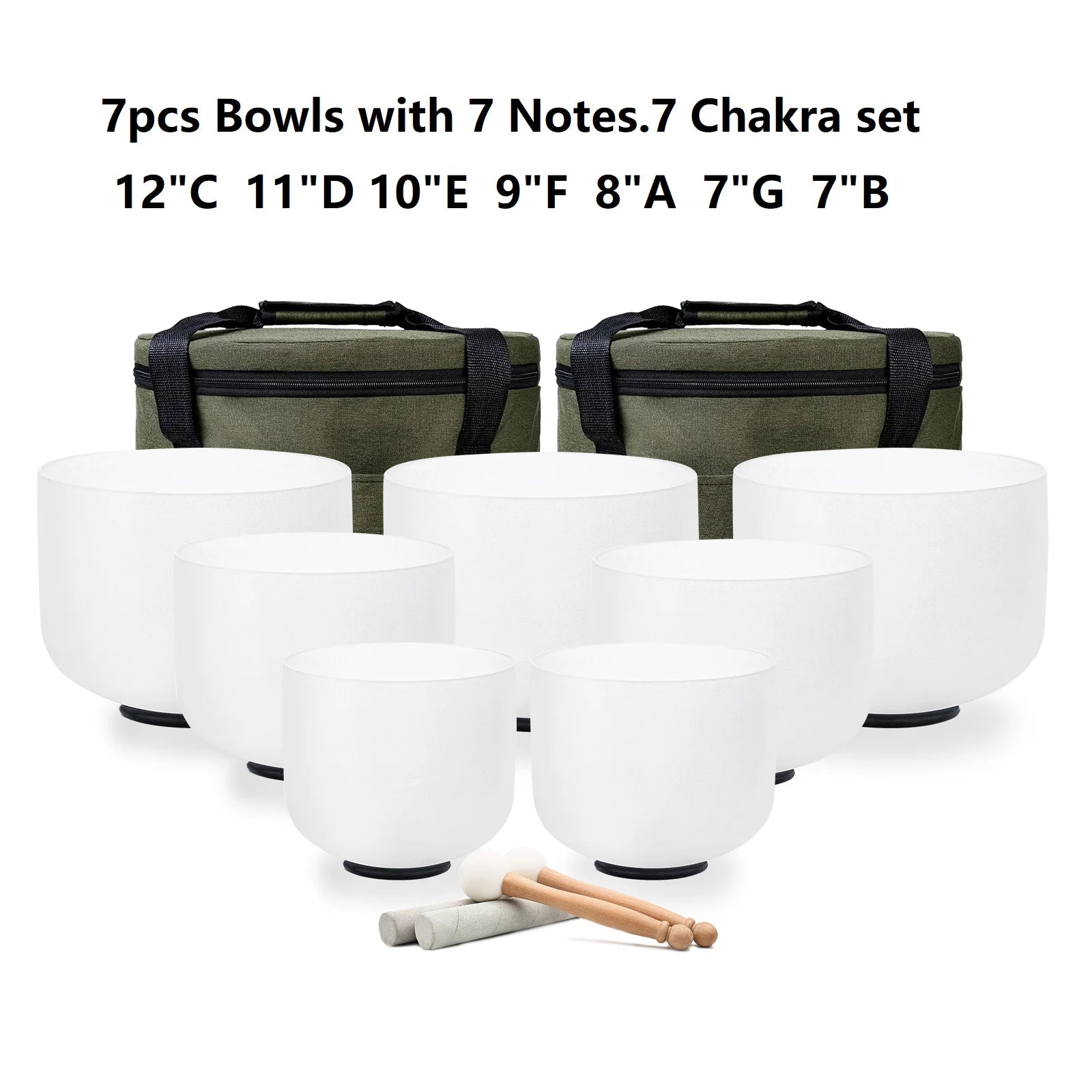 KVKA Crystal Singing Bowl Set of 7 – Chakra-Tuned for Sacred Sound Baths