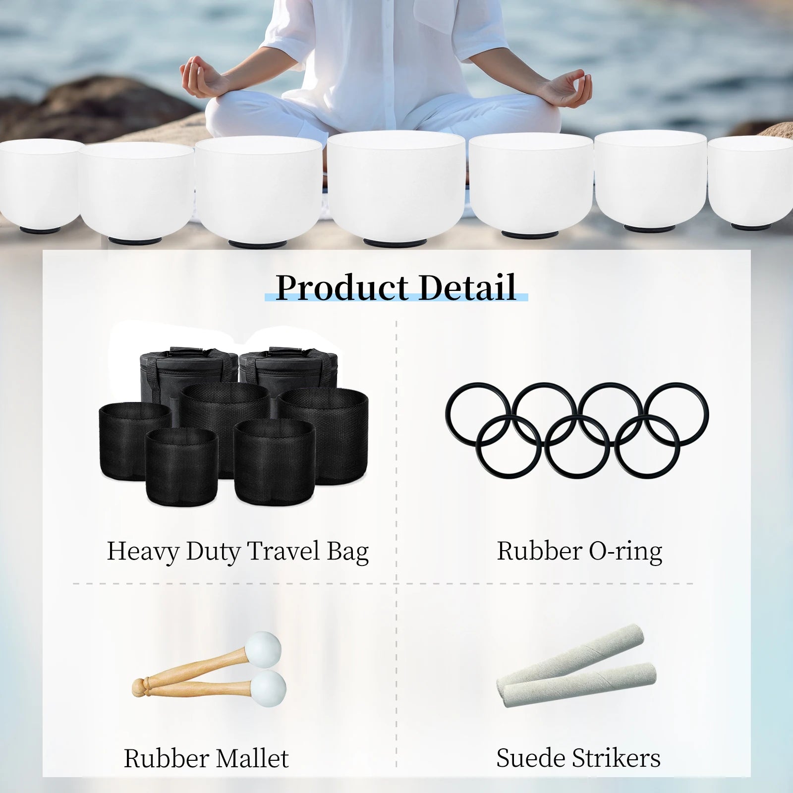 Crystal Singing Bowl Set of 7 – Full Chakra Alignment at 432Hz & 440Hz