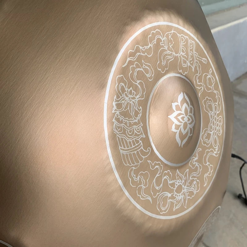 Carved Golden Handpan 22" – D Minor Frequencies for Deep Meditation