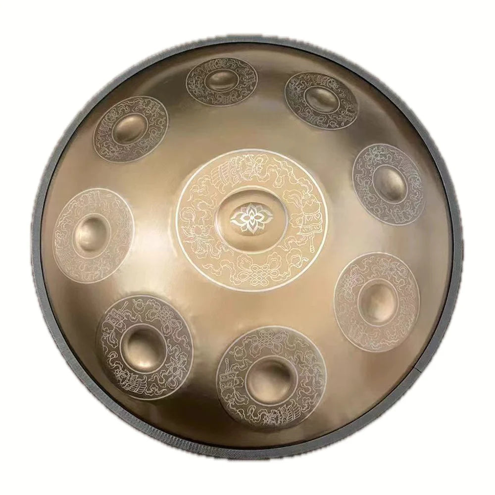 Carved Golden Handpan 22" – D Minor Frequencies for Deep Meditation