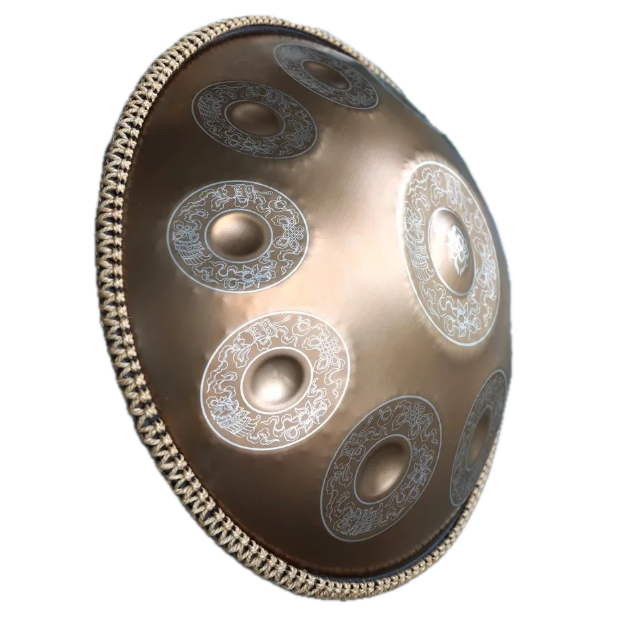 Carved Golden Handpan 22" – D Minor Frequencies for Deep Meditation